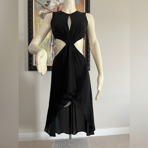 NEW BCBGMAXAZRIA BLACK VICTORIA SLEEVELESS TIED DRESS - Picture 4 of 11